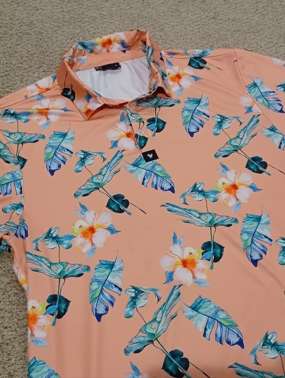 Bad Birdie Flora Fiesta Stretch Performamce Golf Polo Shirt Mens Size XL